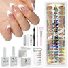 SXC Cosmetics French Tip Press On Nails, Pink Starter Kit, Ultra Fit with Pre-applied Tip Primer and Base Coat, Nail Art DIY X-Pro Tips Kit Nail Care