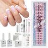 SXC Cosmetics French Tip Press On Nails, Pink Starter Kit, Ultra Fit with Pre-applied Tip Primer and Base Coat, Nail Art DIY X-Pro Tips Kit Nail Care
