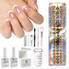 SXC Cosmetics French Tip Press On Nails, Pink Starter Kit, Ultra Fit with Pre-applied Tip Primer and Base Coat, Nail Art DIY X-Pro Tips Kit Nail Care