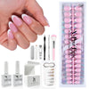 SXC Cosmetics French Tip Press On Nails, Pink Starter Kit, Ultra Fit with Pre-applied Tip Primer and Base Coat, Nail Art DIY X-Pro Tips Kit Nail Care
