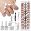 SXC Cosmetics French Tip Press On Nails, Pink Starter Kit, Ultra Fit with Pre-applied Tip Primer and Base Coat, Nail Art DIY X-Pro Tips Kit Nail Care