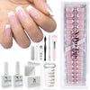 SXC Cosmetics French Tip Press On Nails, Pink Starter Kit, Ultra Fit with Pre-applied Tip Primer and Base Coat, Nail Art DIY X-Pro Tips Kit Nail Care