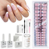 SXC Cosmetics French Tip Press On Nails, Pink Starter Kit, Ultra Fit with Pre-applied Tip Primer and Base Coat, Nail Art DIY X-Pro Tips Kit Nail Care
